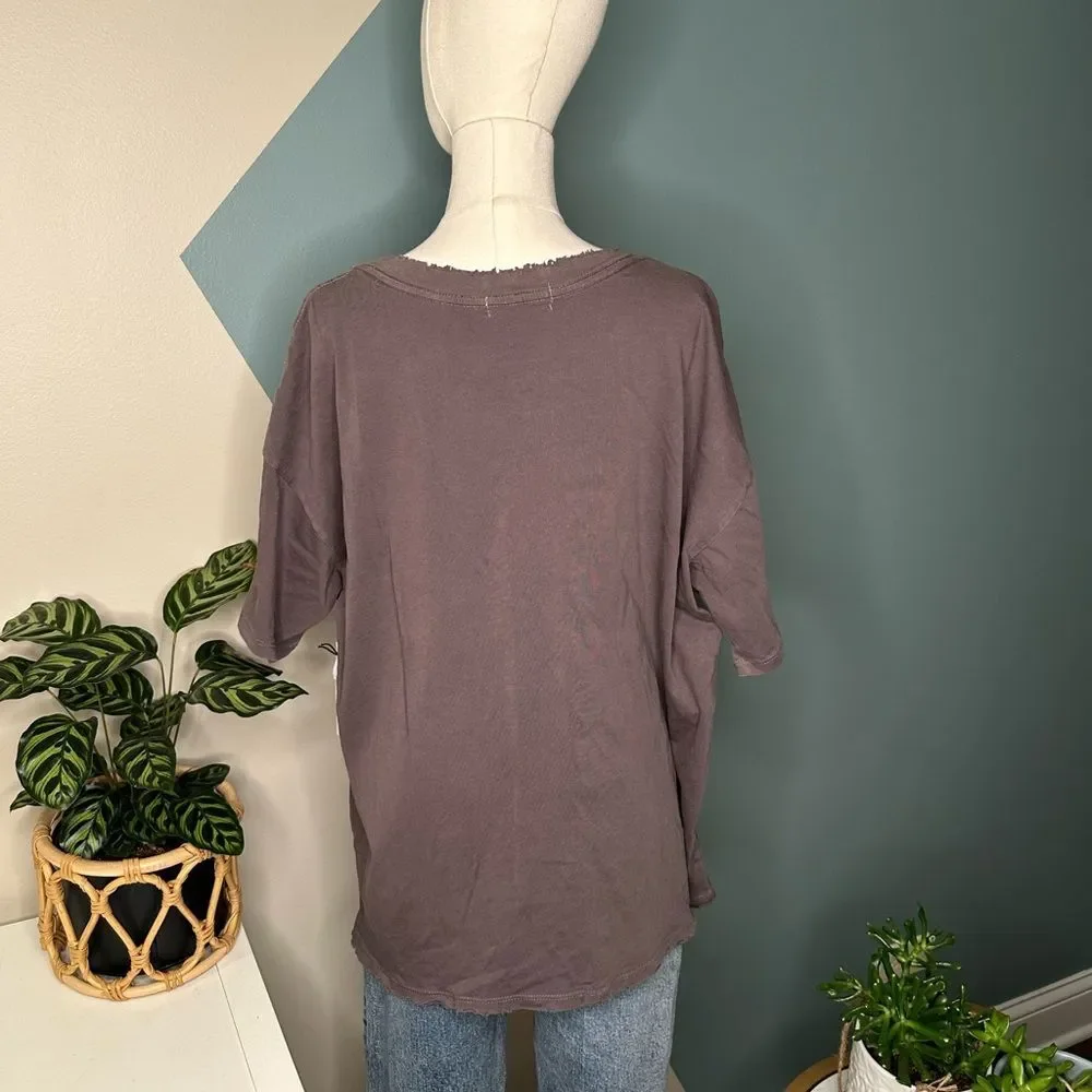 Treasure & Bond Distressed Raw Hem Tee Grey Relaxed Fit Minimalist T-Shirt Large - Picture 5 of 11